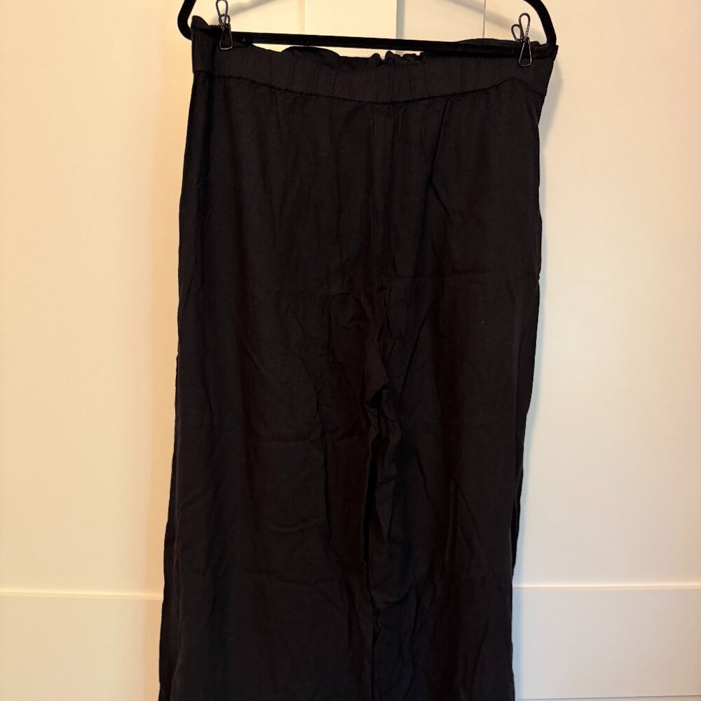 Black Wide Leg Linen Pants